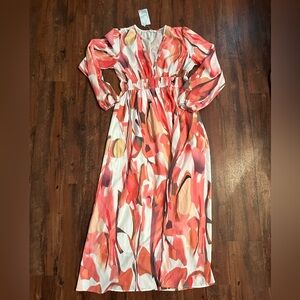 NWT Coral Floral Maxi Dress